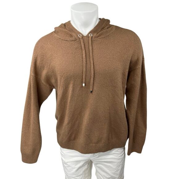Cece Men's Brown Knit Long Sleeve Drawstring Hooded Hoodie Sweatshirt Top Size L - Picture 1 of 4